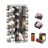 EBIZ&TECH 20-Jar rotating spice rack with 360-degree access for quick cooking.