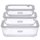 EcoEvo glass rectangular 87oz container with silicone-framed lid for meal prep and freshness