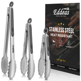Eddeas tongs for cooking 7-inch with locking ring for controlled flipping