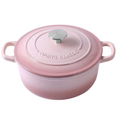 EDGING CASTING Dutch Oven pink front view with 7-quart capacity for family meals