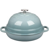 EDGING CASTING enameled Dutch oven lid shown for even cooking results.