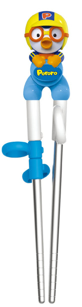 Edison Friends Pororo training chopsticks for right-handed kids with easy grip for small hands.