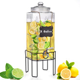 Edycur 2 gallon glass dispenser with stand and lid for easy serving at parties