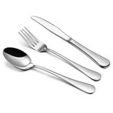 E-far 12-piece flatware set on table for everyday dining with durable finish