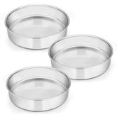 E-far 8-inch cake pan set outer view shows sturdy stainless steel for even baking.