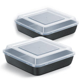 E-far 9x9 square pan with lid for versatile baking and storage.
