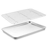 E-far baking sheet with wire rack 16x12 for even heating and cooling.
