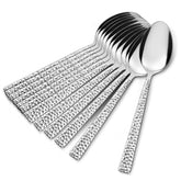 E-far hammered dinner spoons in polished finish, durable for daily meals