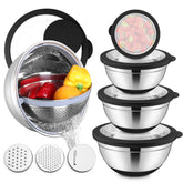 E-far mixing bowls set with lids and nesting design for space-saving prep