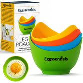 Eggssentials poached egg cups green set for quick, oil-free poached eggs.
