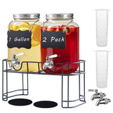Einfache 1 gallon glass drink dispenser with stand for party beverages.