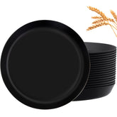 ejonirinjonir EI 18pcs black wheat straw plates set, durable and reusable for everyday dining.