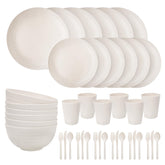 ejonirinjonir EI 42pcs Wheat Straw Dinnerware Set dinner plates deliver sturdy, family-friendly dining.