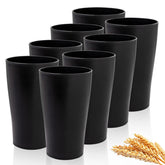 EI Black Wheat Straw Cups front view, sturdy eco-friendly 15oz tumblers for family use