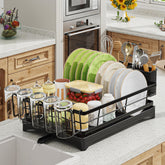 Ekisemio dish rack front view shows compact design that fits small spaces and holds up to 10 plates