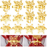 ELECLAND gold deer napkin ring on dinner table for elegant Christmas ambiance.