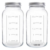 ElegantTime 128 oz Mason jar top view highlights extra capacity for bulk storage