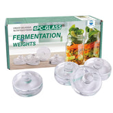 Eleganttime four-pack glass fermentation weights with easy-grip handles for wide-mouth jars.