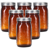 ElegantTime amber-glass mason jar wide mouth 32oz for easy canning and storage.