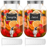 Eleganttime two-pack glass beverage dispenser with fruit infuser for stylish entertaining