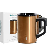 Elemental Summit mug in copper, side view, ideal for hot beverages on the go.