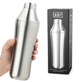 Elevated Craft Hybrid Cocktail Shaker with double-wall insulation keeps drinks cold.