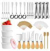 ELIMTEC charcuterie knives set shown with stainless steel blades for lasting use on boards