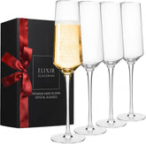 ELIXIR GLASSWARE classy champagne flutes 8oz set for elegant toasts