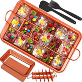 ElvesHome brownie pan with dividers shows 18 even portions for consistent baking