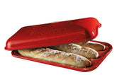 Emile Henry Burgundy baguette baker front view for crusty loaves