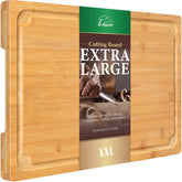 Empune 2XLarge bamboo cutting board with juice groove keeps counters clean during prep