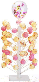 EN7JIOY Nangor wood cake pop stand with 60 holes for elegant wedding dessert tables.