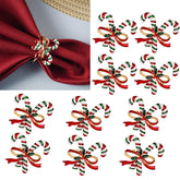 ENASGLOO Christmas Cane napkin ring close-up showing durable alloy finish for holiday table decor