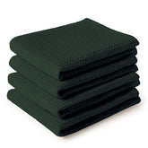 Encasa XO dark green waffle-weave towel for fast moisture absorption and quick drying