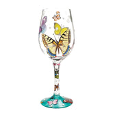 Enesco Designs by Lolita Butterflies wine glass with butterfly pattern for festive toasts