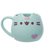 Enesco Pusheen sculpted mint mug, front view, perfect for cozy morning coffee rituals.