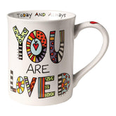Enesco You Are Loved mug front view with cheerful messaging