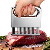 Enhon meat tenderizer close-up of 48 blades for deep tenderizing and marinade readiness