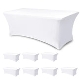 Enjoyidea 8 pack white fitted stretch tablecloth for 6 ft tables keeps displays neat