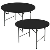 Enjoyidea fitted round table cover on a black 60-inch table with elastic edge.