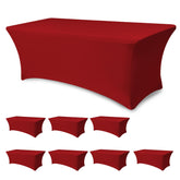 Enjoyidea spandex table cover 6ft red 8-pack fits snugly for a clean display