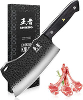 ENOKING 7.1-inch butcher knife blade close-up reveals razor-sharp edge for precise cuts