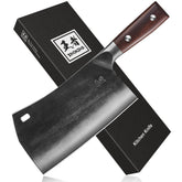ENOKING 7.5-inch cleaver blade close-up showing a sharp 16-degree edge for precision cuts.