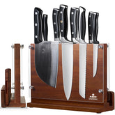 ENOKING magnetic knife block in acacia wood, 12x9, organizes kitchen knives