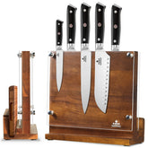 ENOKING magnetic knife block with acrylic shield keeps knives organized and protected.