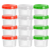 EONJOE 4oz plastic containers with lid on, ideal for portable snacks and mess-free storage.