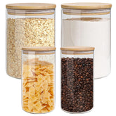 EQEY glass jar with bamboo lid shows contents clearly for organized pantry storage.