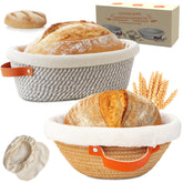 ERABAY Banneton round basket with cotton rope promotes even dough rise.
