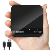 ERAVSOW coffee scale under an espresso machine for precise dosing.