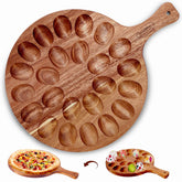 Erwuldor Acacia Wood Deviled Egg Platter with 24 holes for an organized display.